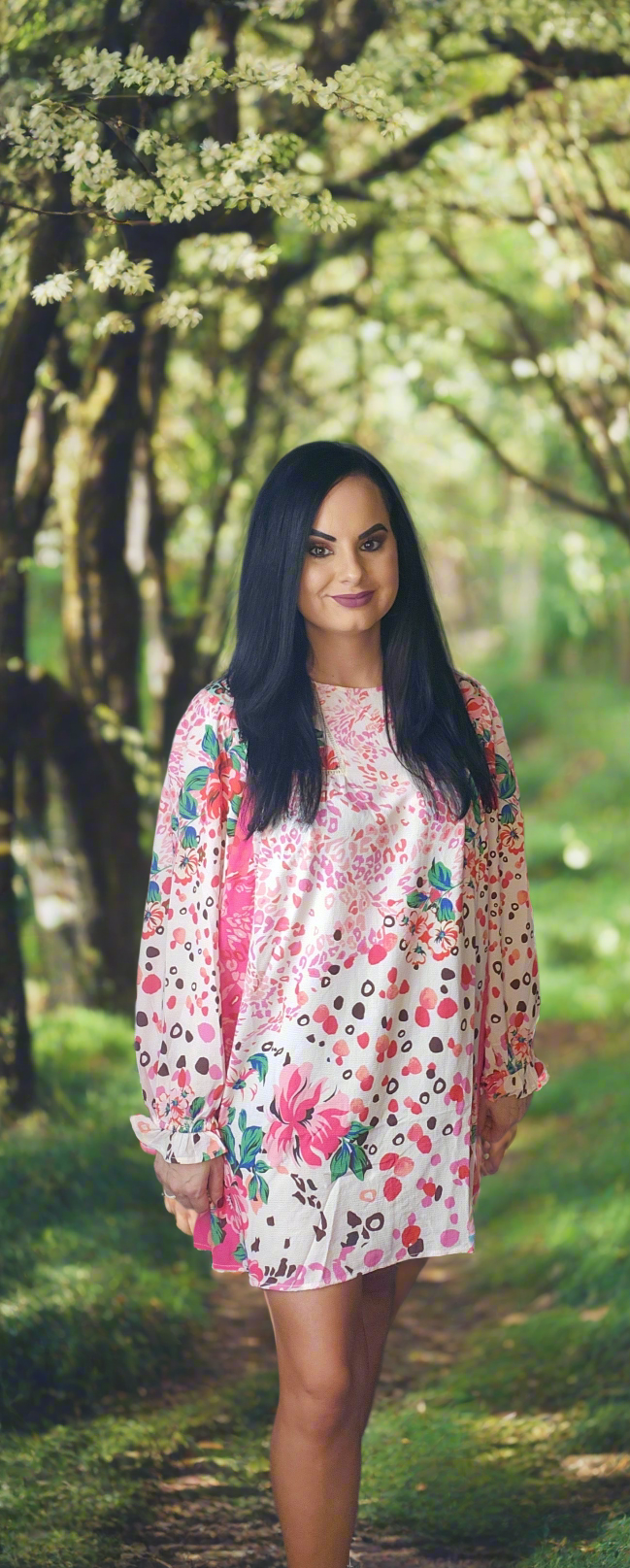 Rose/Fuchsia Mixed Print Dress