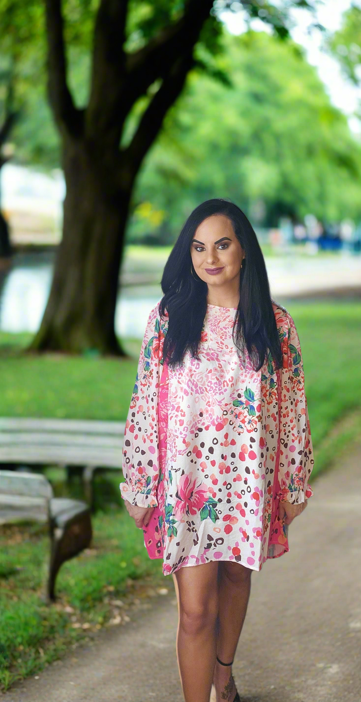 Rose/Fuchsia Mixed Print Dress